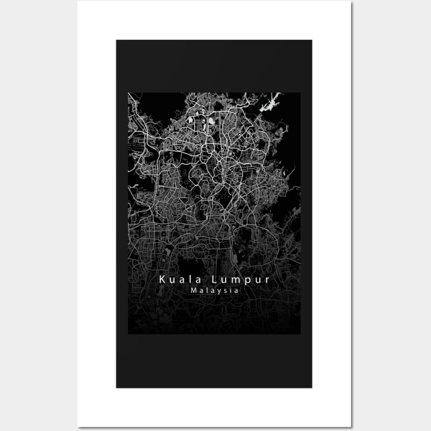 Kuala Lumpur Malaysia City Map dark Wall Art by Robin-Niemczyk